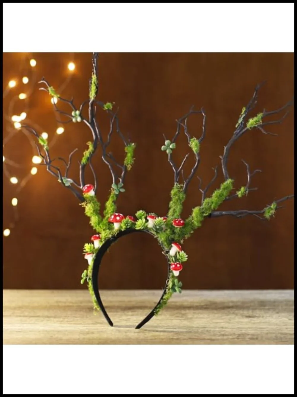 Handmade Forest Branch Headband with Mushroom Decor for Renaissance Cosplay